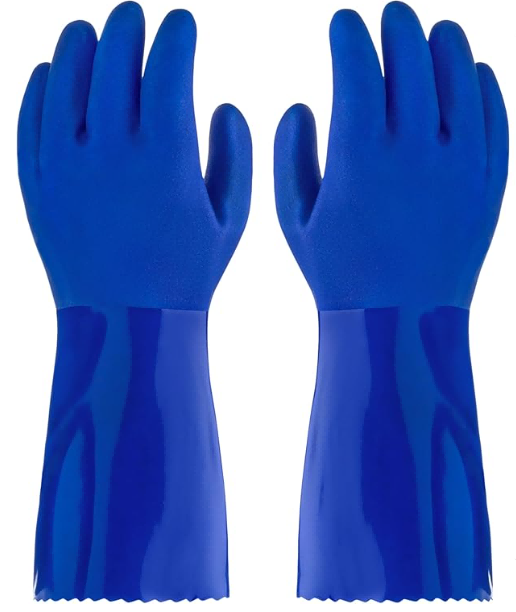 Blaue PVC-Handschuhe