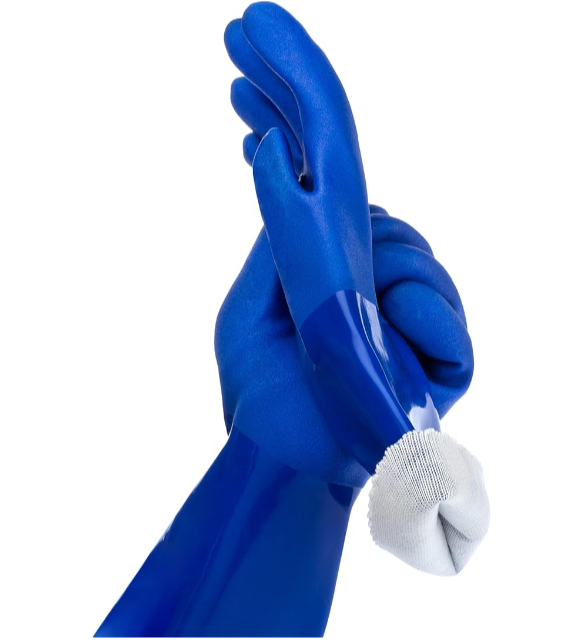 Blaue PVC-Handschuhe