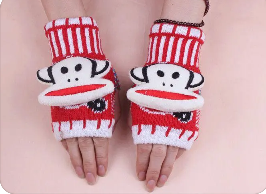Cartoon Winter Children Monkey Gloves
