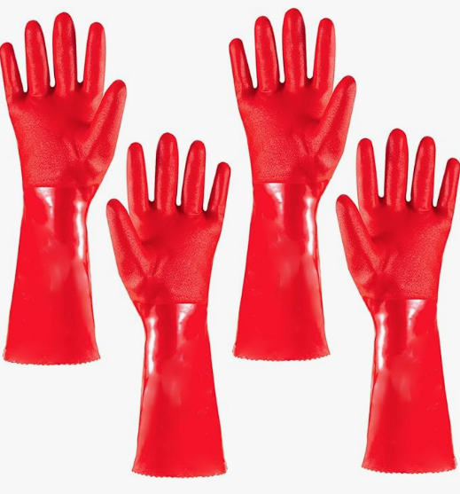 赤い多目的PVC手袋