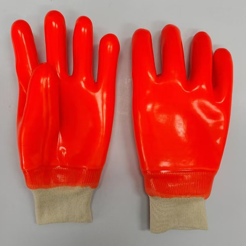 FLUORESCENT ORANGE PVC CHEMICAL RESISTANT GLOVES 