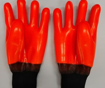 FLUORESCENT ORANGE PVC CHEMICAL RESISTANT GLOVES 