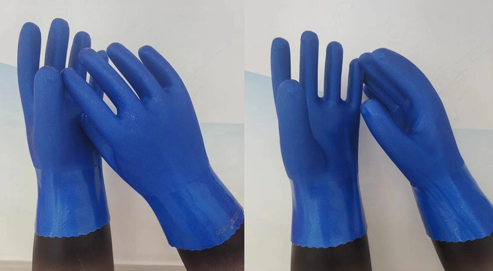 Черные матовые перчатки из ПВХ с открытым ртом Черные матовые перчатки из ПВХ с открытым ртом