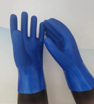青色の滑り止めPVC手袋