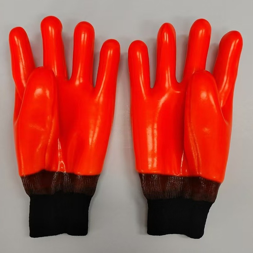 FLUORESCENT ORANGE PVC CHEMICAL RESISTANT GLOVES 